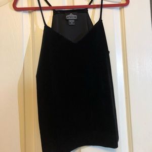 Velvet spaghetti strap crop